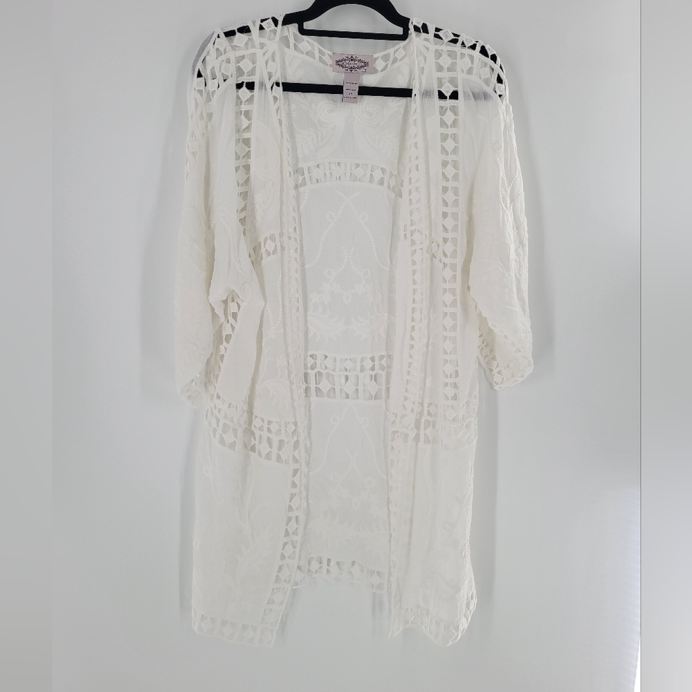 Oliver white crochet kimono loose fit Size‎ M cotton